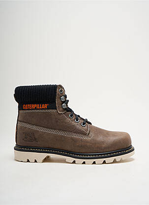 Bottines/boots matière lisse talon bas marron CAT homme