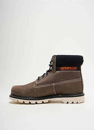 Bottines/boots matière lisse talon bas marron CAT homme