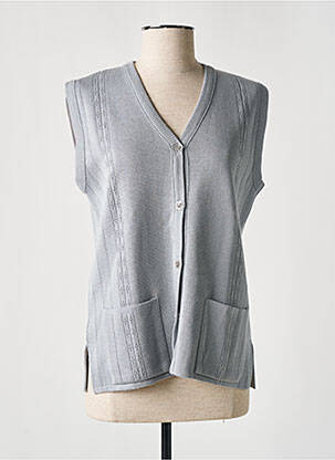 Gilet sans manche maille fine gris ELEANE femme