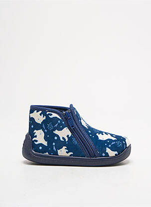 Chaussons/pantoufles fermeture zippée bout rond bleu TOOTI garçon
