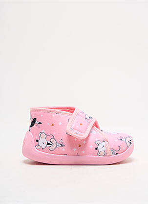 Chaussons/pantoufles tissage velours bout rond rose TOOTI fille