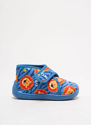 Chaussons/pantoufles tissage velours bout rond bleu TOOTI garçon