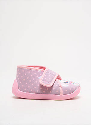 Chaussons/pantoufles tissage velours bout rond rose TOOTI fille