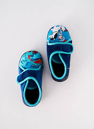 Chaussons/pantoufles tissage velours bout rond bleu TOOTI garçon