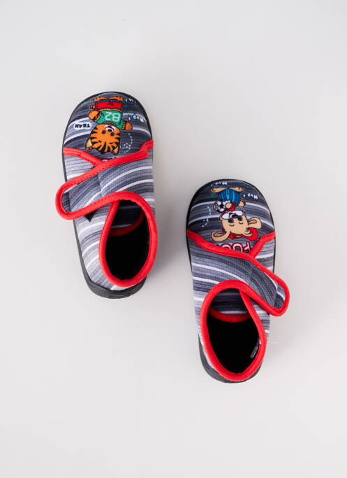 Chaussons/pantoufles fermeture scratch bout rond gris TOOTI garcon
