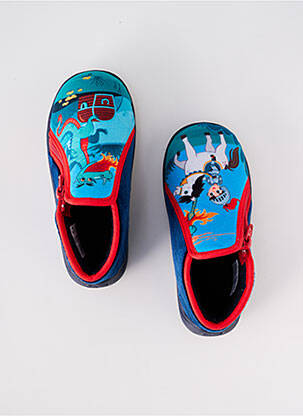 Chaussons/pantoufles fermeture zippée bout rond bleu TOOTI garçon