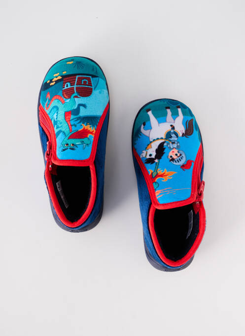 Chaussons/pantoufles fermeture zippée bout rond bleu TOOTI garcon