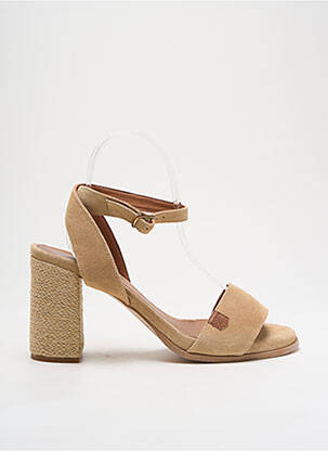 Sandales Nu-pieds Pazapa En Cuir Taupe - Taille 39 - Talon 2 à 7 Cm - Destockage Neuf