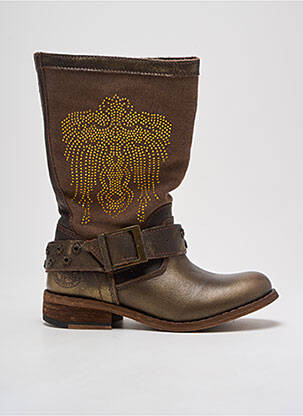 Bottines/boots matière lisse talon plat jusqu'à 3cm marron REPUBLYKA femme