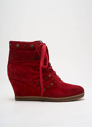 Bottines/boots nubuck talon de 4 à 6cm rouge MELINE femme