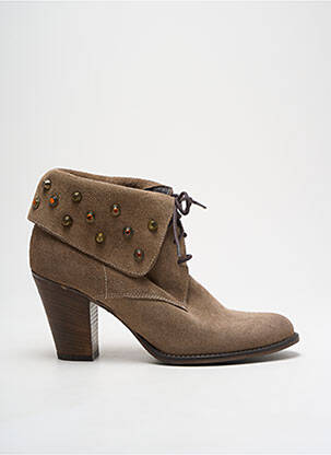 Bottines/boots cubain talon de 7 à 9cm marron MELINE femme