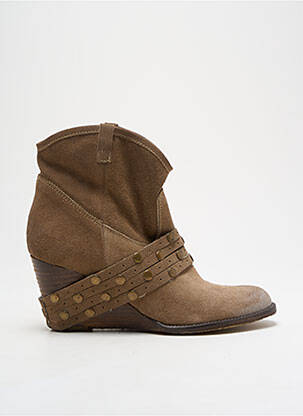 Bottines/boots nubuck talon de 4 à 6cm marron MELINE femme
