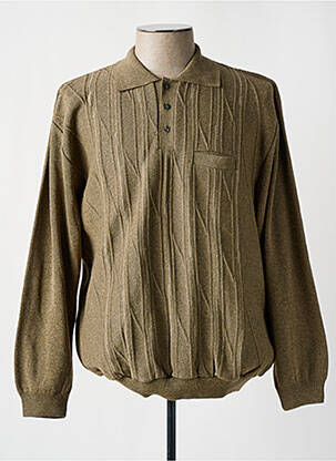 Pull col polo manches longues marron PAUL RHODAMEL homme