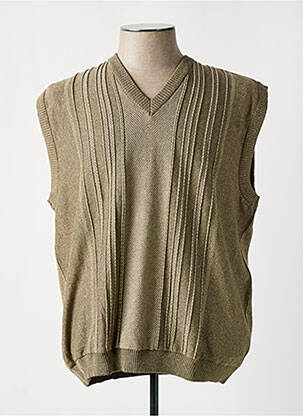 Pull col v sans manche vert PAUL RHODAMEL homme