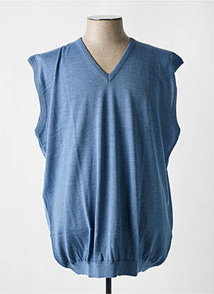 Pull col v sans manche bleu PAUL RHODAMEL homme