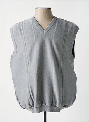 Pull col v sans manche gris PAUL RHODAMEL homme