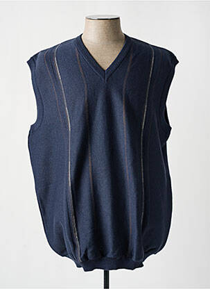 Pull col v sans manche bleu PAUL RHODAMEL homme