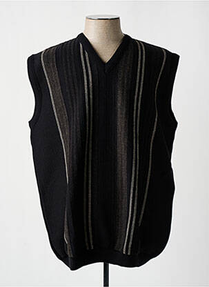 Pull col v sans manche noir PAUL RHODAMEL homme