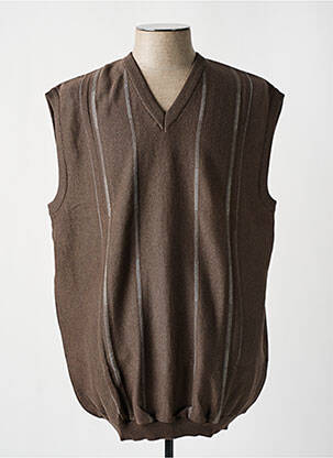 Pull col v sans manche marron PAUL RHODAMEL homme