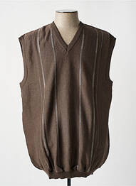 Pull col v sans manche marron PAUL RHODAMEL homme