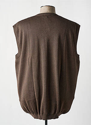 Pull col v sans manche marron PAUL RHODAMEL homme