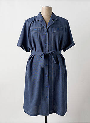 Robe mi-longue manches courtes manches courtes bleu VALMODE femme