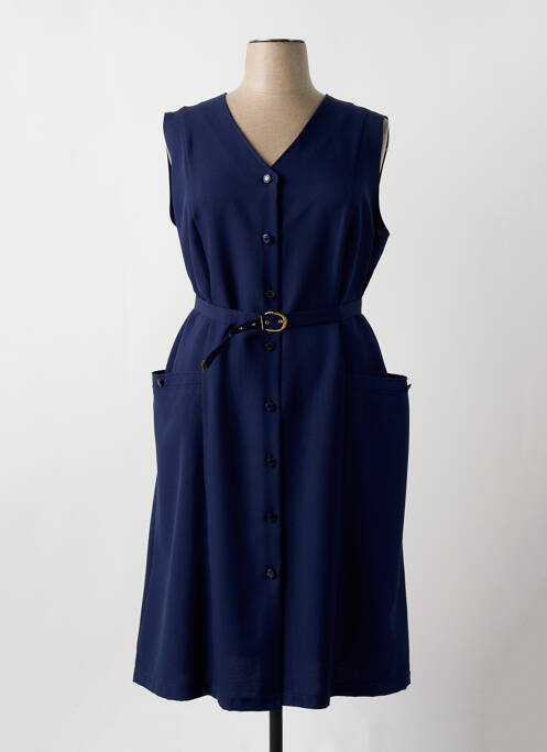 Robe mi-longue tissage crêpe sans manche bleu VALMODE femme