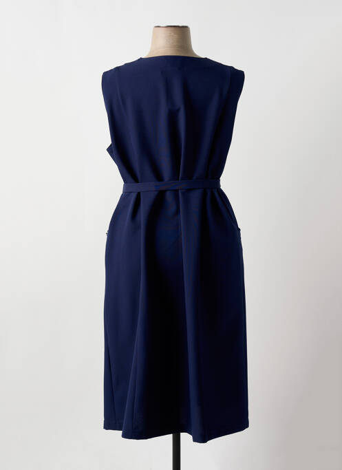 Robe mi-longue tissage crêpe sans manche bleu VALMODE femme