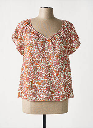 Blouse imprimé fleurs manches courtes orange C'EST BEAU LA VIE femme