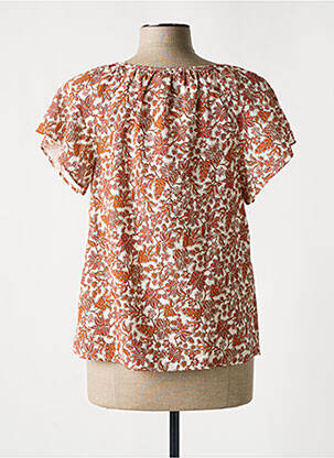 Blouse imprimé fleurs manches courtes orange C'EST BEAU LA VIE femme