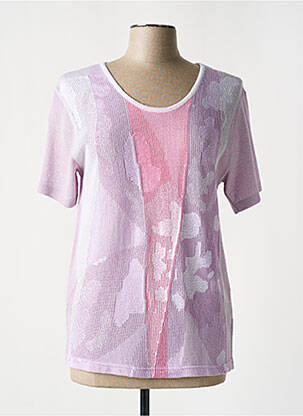 Pull coupe cintrée manches courtes violet ELEANE femme