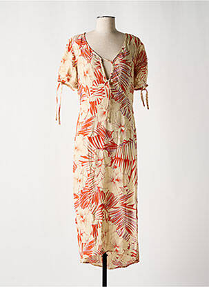 Robe longue imprimé fantaisie manches courtes orange LPB femme
