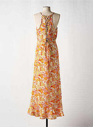 Robe longue imprimé fleurs fines bretelles orange MOLLY BRACKEN femme