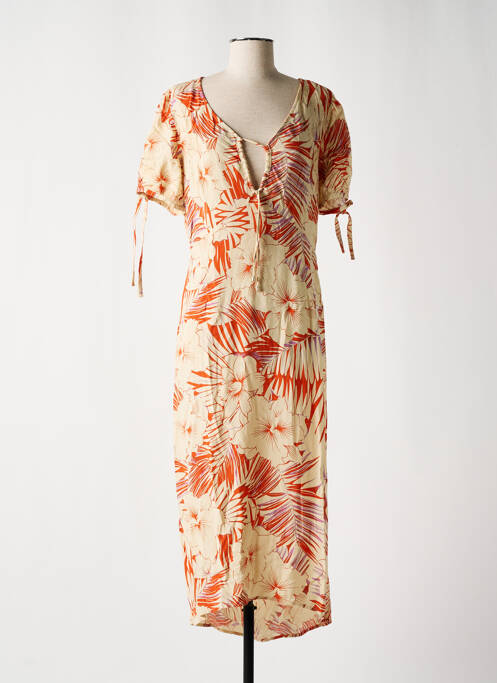 Robe longue imprimé fantaisie manches courtes orange LPB femme