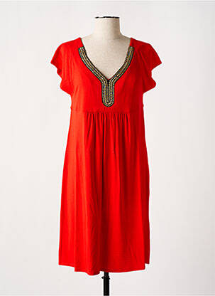 Robe courte coupe évasée manches courtes rouge BARANDI femme
