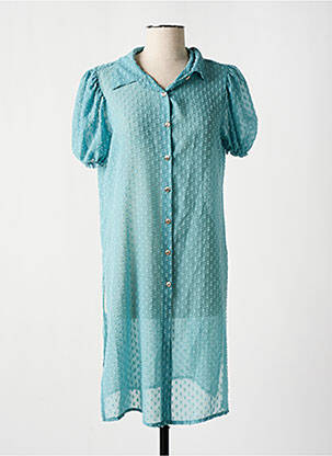 Robe mi-longue coupe fluide manches courtes bleu DIVA & DESS femme