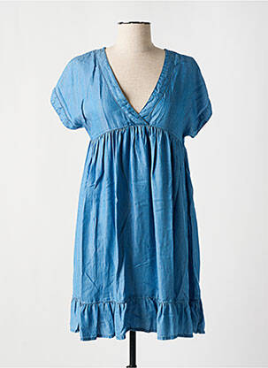 Robe courte coupe évasée manches courtes bleu MOLLY BRACKEN femme