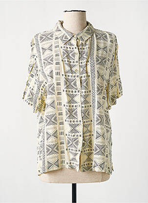 Chemisier tissage crêpe manches courtes beige LOSAN femme