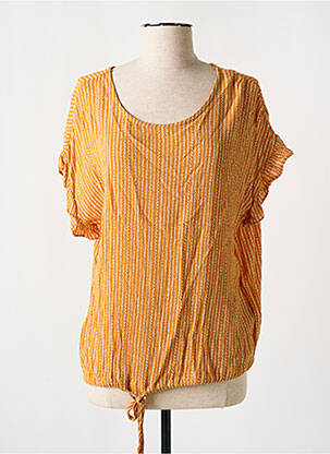 Blouse légère et transparente manches courtes jaune MOLLY BRACKEN femme