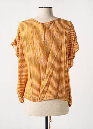 Blouse légère et transparente manches courtes jaune MOLLY BRACKEN femme