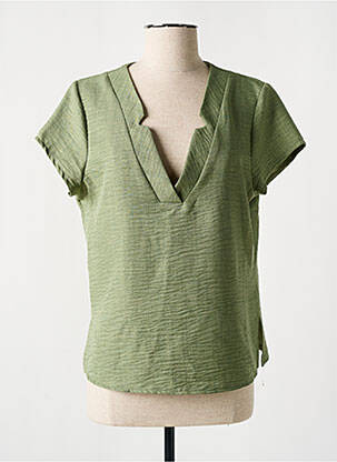Blouse tissage crêpe manches courtes vert DIVA & DESS femme