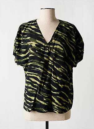 Blouse tissage crêpe manches courtes vert B.YOUNG femme