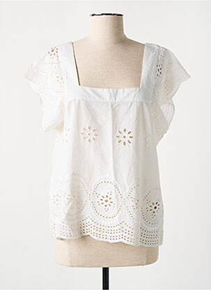 Blouse légère et transparente manches courtes beige LOSAN femme