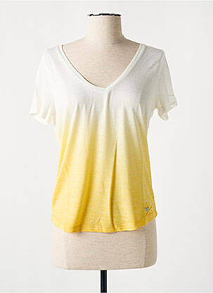 T-shirt col v manches courtes jaune LES P'TITES BOMBES femme