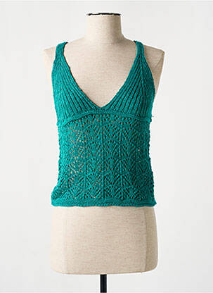 Pull maille ajourée fines bretelles vert MOLLY BRACKEN femme