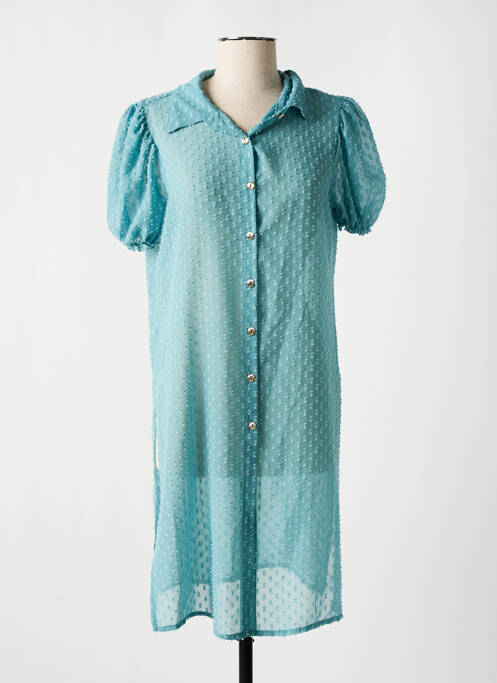 Robe mi-longue coupe fluide manches courtes bleu DIVA & DESS femme