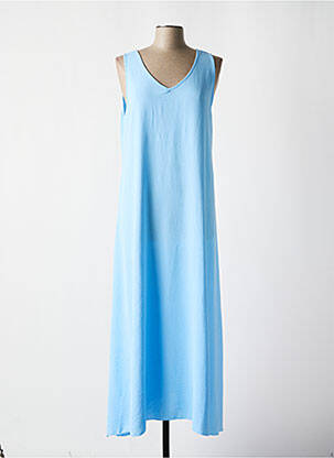 Robe longue coupe évasée sans manche bleu DON ALGODON femme