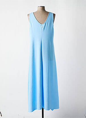 Robe longue coupe évasée sans manche bleu DON ALGODON femme