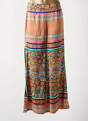 Pantalon large coupe fluide taille haute orange MOLLY BRACKEN femme