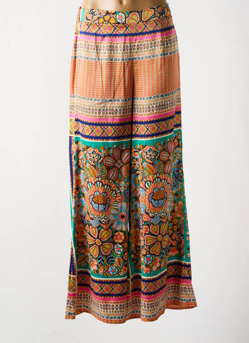 Pantalon large coupe fluide taille haute orange MOLLY BRACKEN femme